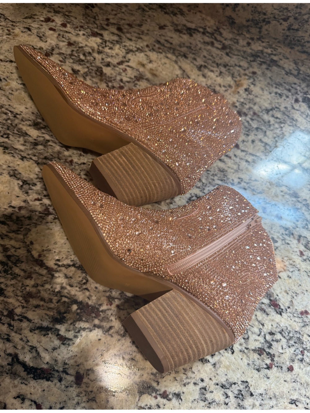 Matisse Champagne Rhinestone Booties 6.5